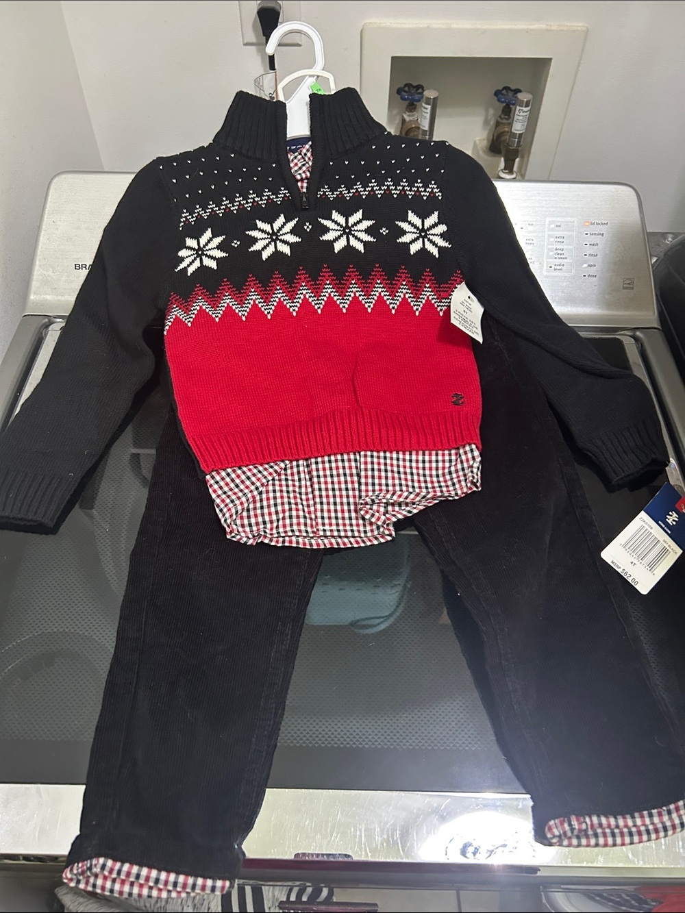 Boys 4t matching outfit set new nwt winter Christmas snow sweater corduroy pants
